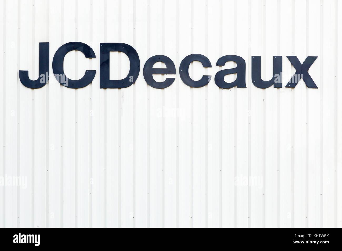 Grenoble, France - June 24 2017: JCDecaux is a multinational corporation based in France, known for its bus-stop advertising systems and billboards Stock Photo