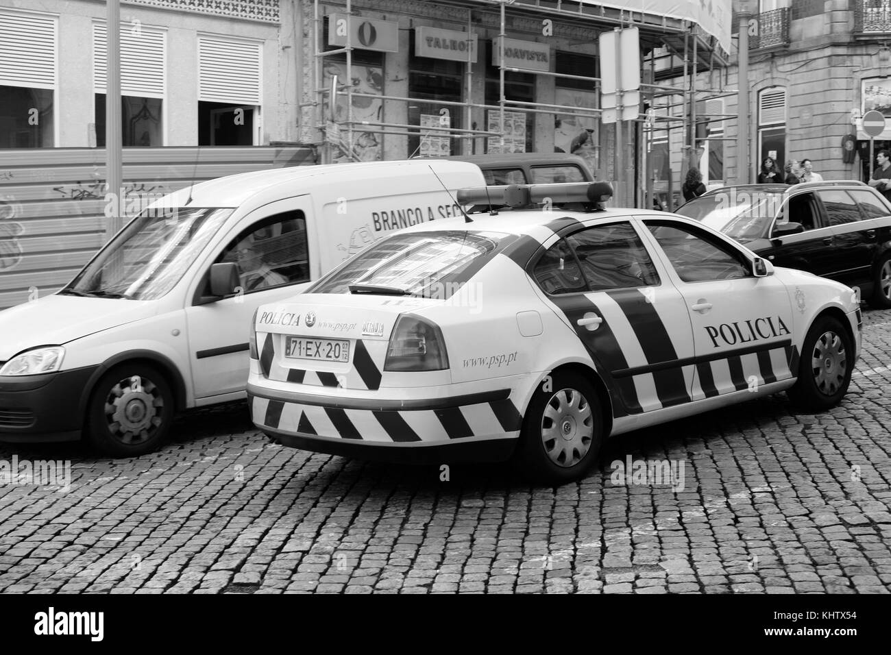 September 2017 -  Police car in the Portuguese City of Porto. Stock Photo