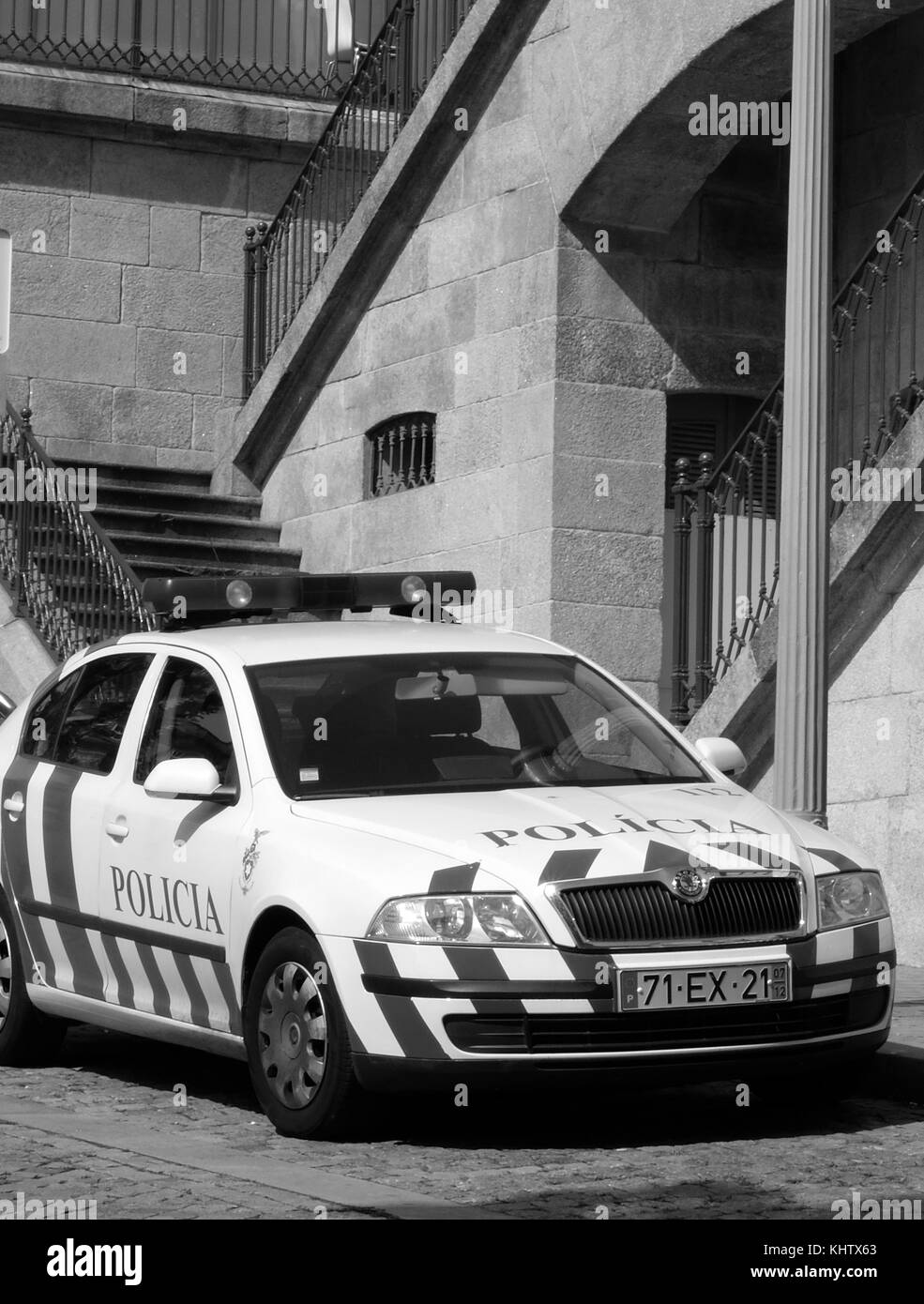 September 2017 -  Skoda Octavia Police car in the Portuguese City of Porto. Stock Photo
