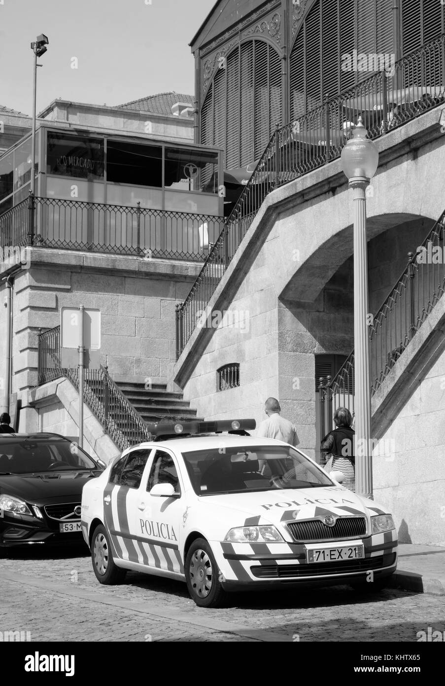 September 2017 -  Skoda Octavia Police car in the Portuguese City of Porto. Stock Photo
