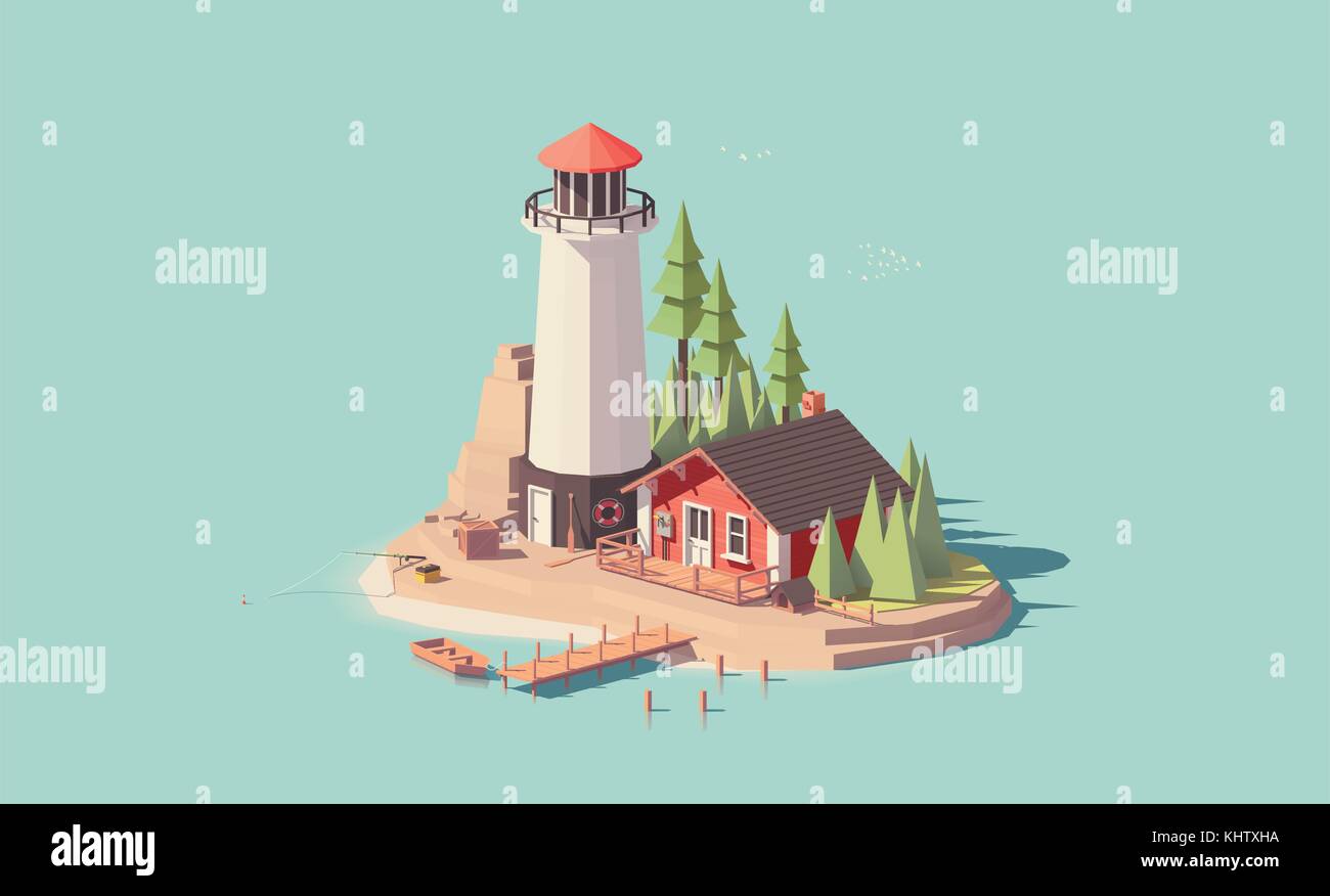 Vector low poly lighthouse Stock Vector