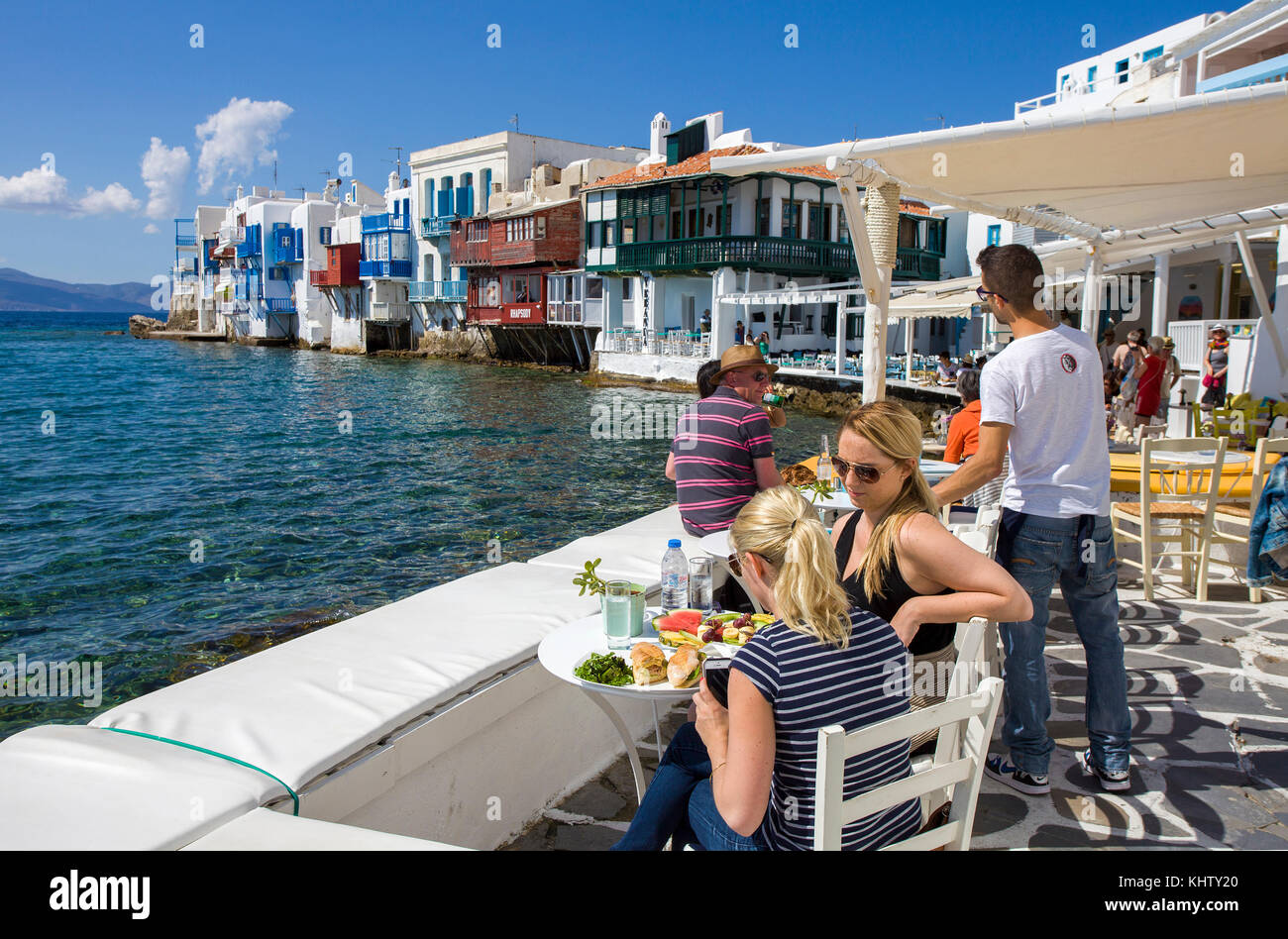 Restaurant at waterfront, Little Venice, Mykonostown, Mykonos island