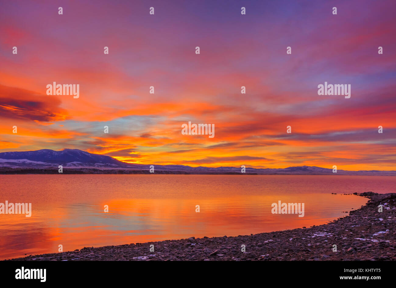 sunrise over canyon ferry lake near winston, montana Stock Photo Alamy