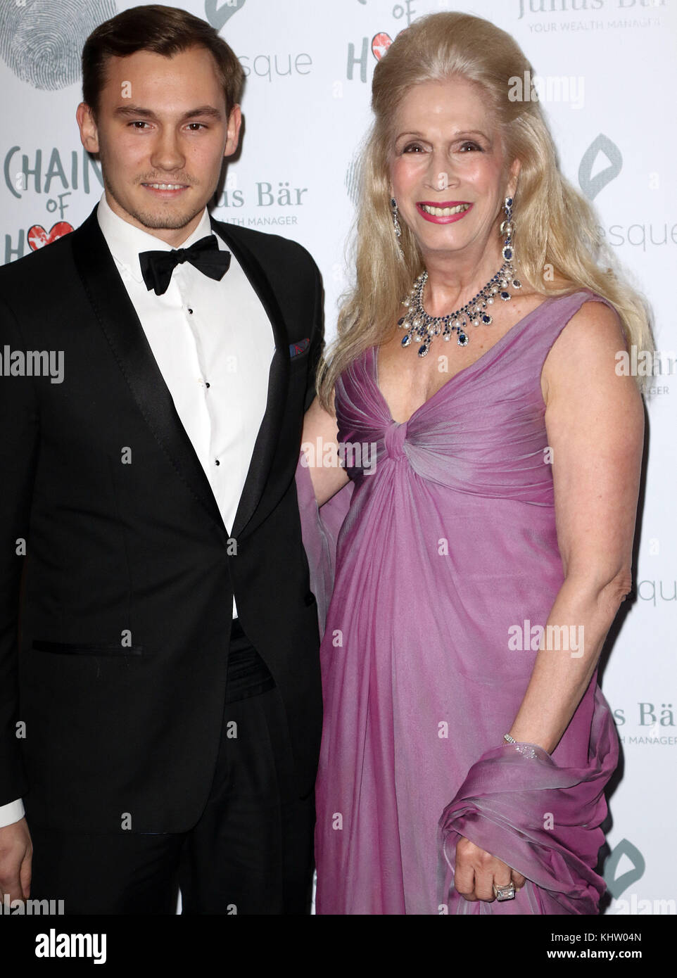 Nov 17, 2017 - Georgia Arianna, Lady Colin Campbell and son Dima Ziadie attending Chain Of Hope Gala Ball 2007, Grosvenor House in London, England, UK Stock Photo