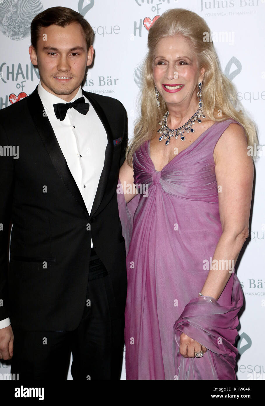 Nov 17, 2017 - Georgia Arianna, Lady Colin Campbell and son Dima Ziadie attending Chain Of Hope Gala Ball 2007, Grosvenor House in London, England, UK Stock Photo