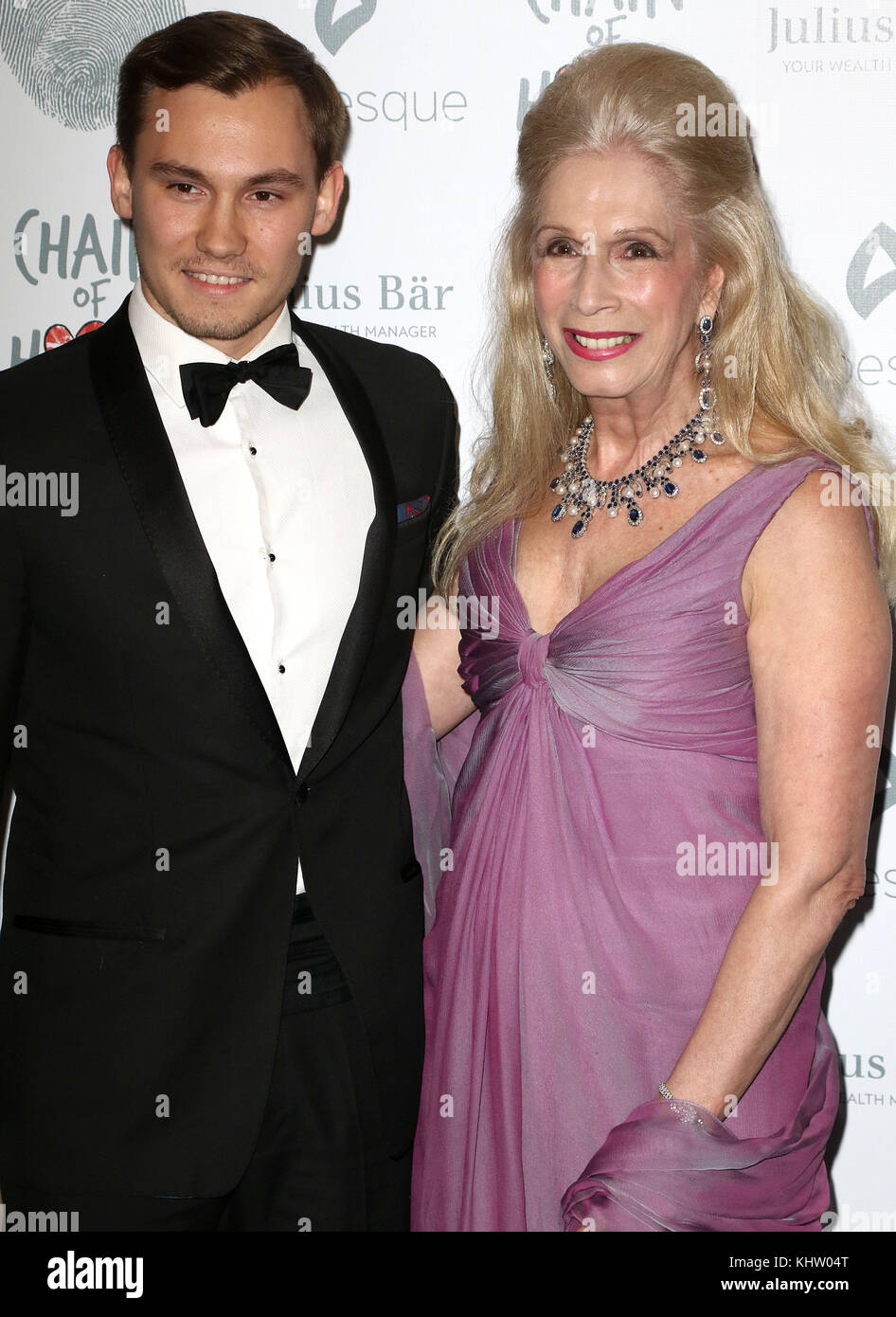 Nov 17, 2017 - Georgia Arianna, Lady Colin Campbell and son Dima Ziadie attending Chain Of Hope Gala Ball 2007, Grosvenor House in London, England, UK Stock Photo