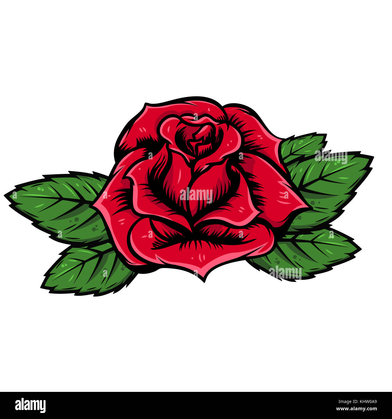 cartoon rose illustration isolated on white background. Vector design ...