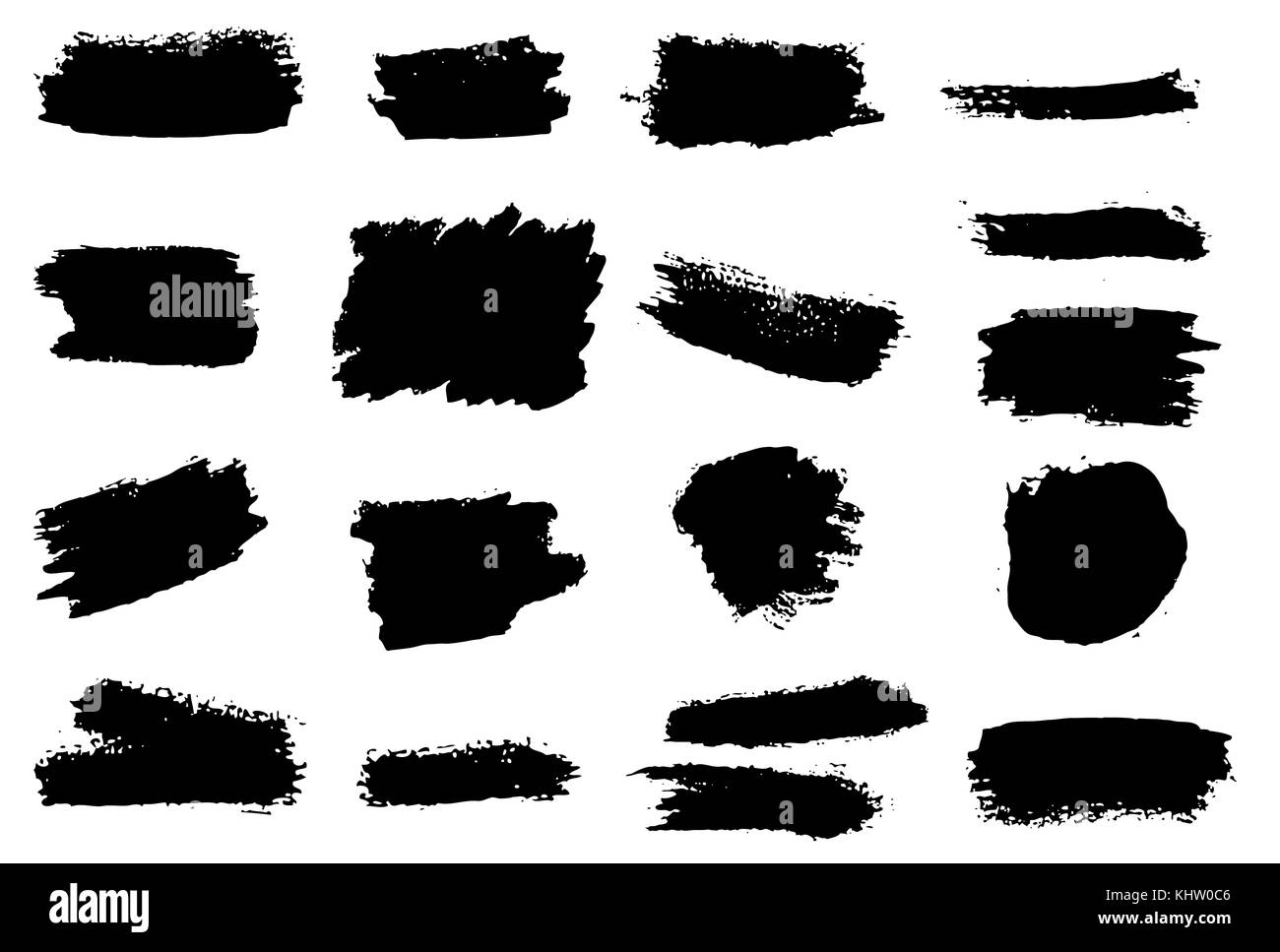 set of grunge brush strokes. Vector design element Stock Photo