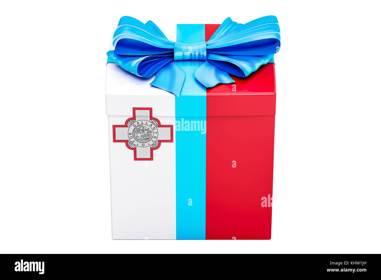 Gift box with flag of Malta, holiday concept. 3D rendering isolated on
