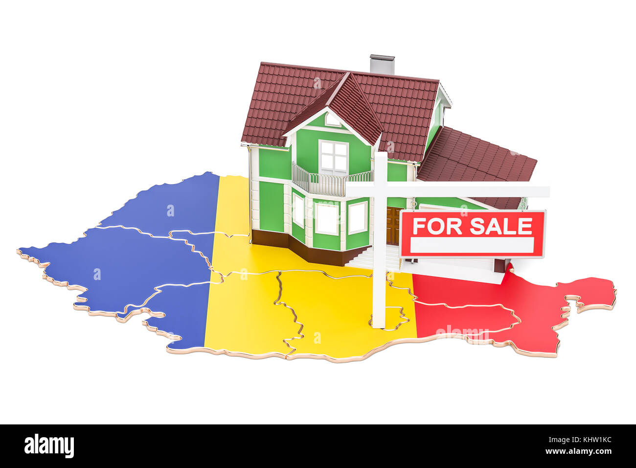 Property for sale and rent in Romania concept, 3D rendering Stock Photo