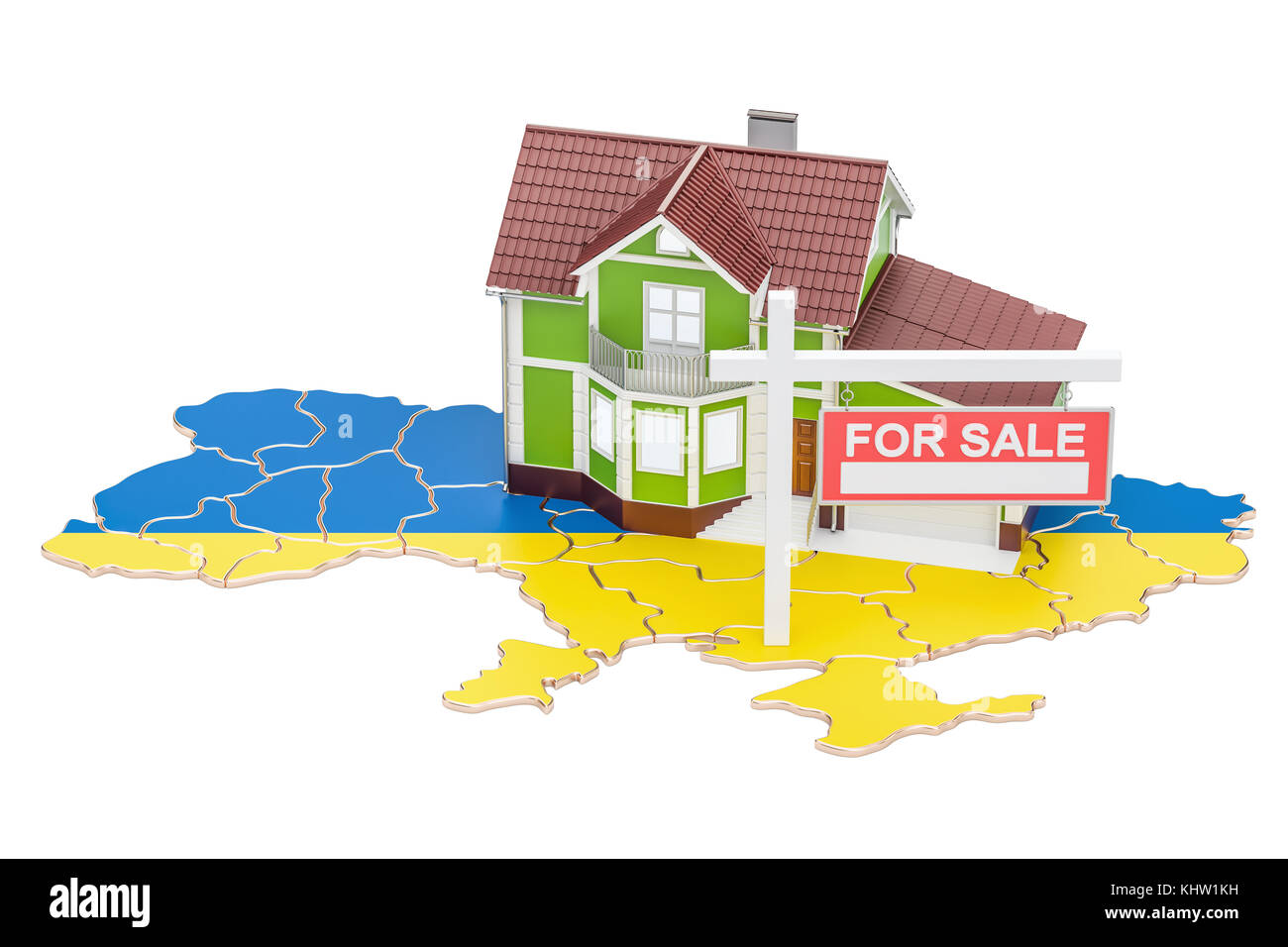 Property for sale and rent in Ukraine concept, 3D rendering Stock Photo