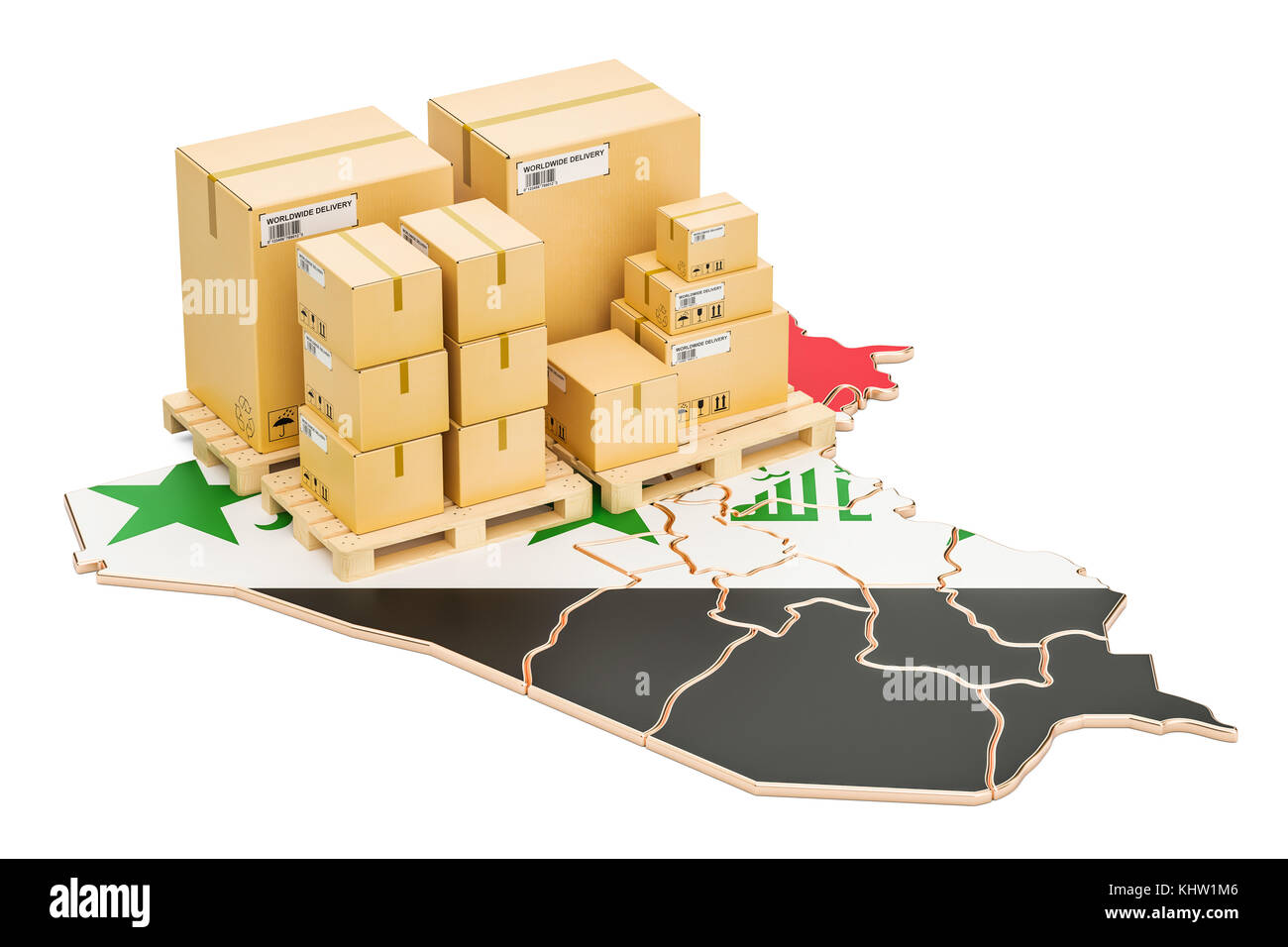 Shipping and Delivery from Iraq isolated on white background Stock