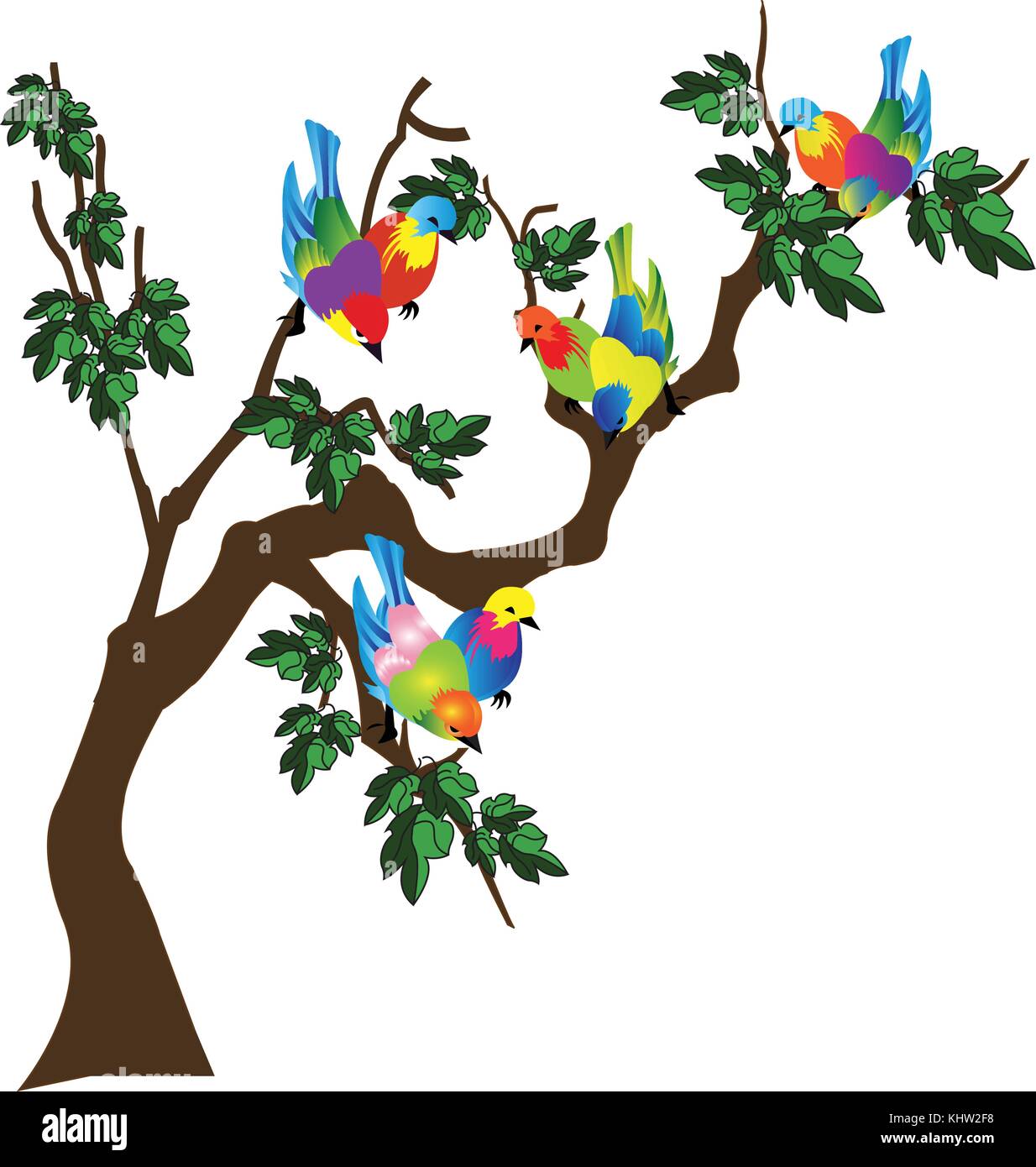 birds on a branch of tree Stock Vector Image & Art - Alamy