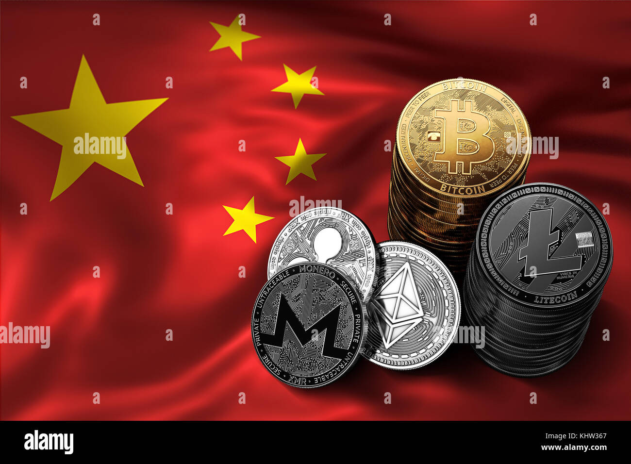 Chinese flag bitcoin hi-res stock photography and images - Alamy
