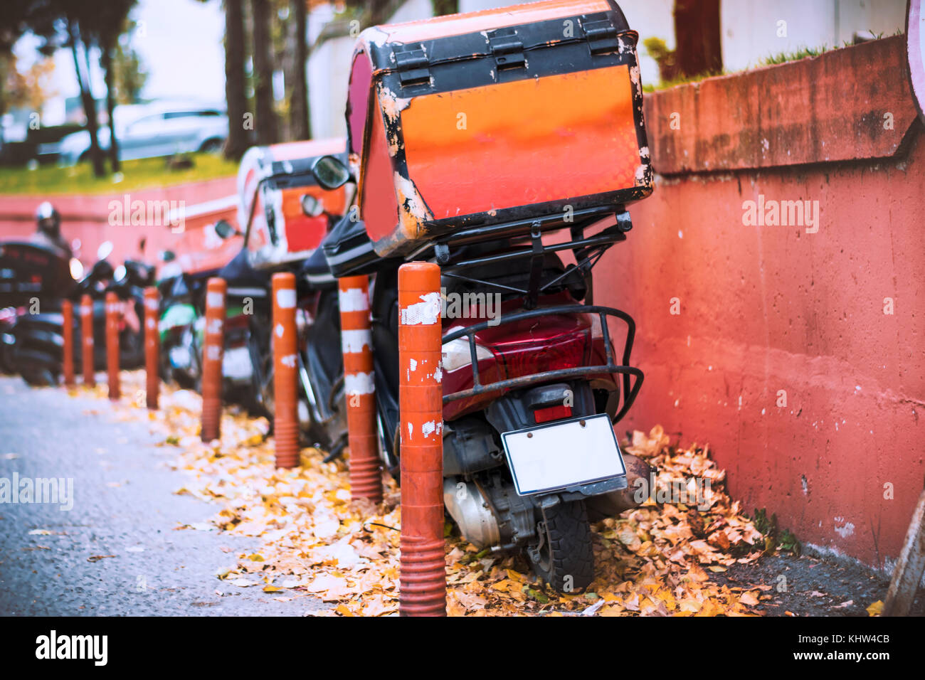 Food delivery motorcycles hi-res stock photography and images - Alamy