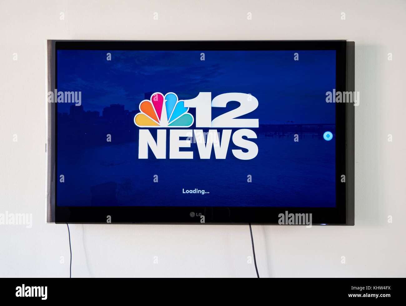 MONTREAL, CANADA - NOVEMBER 15, 2017: 12 News broadcasting app and logo on LG TV screen. WWBT is an NBC-affiliated television station licensed to Rich Stock Photo