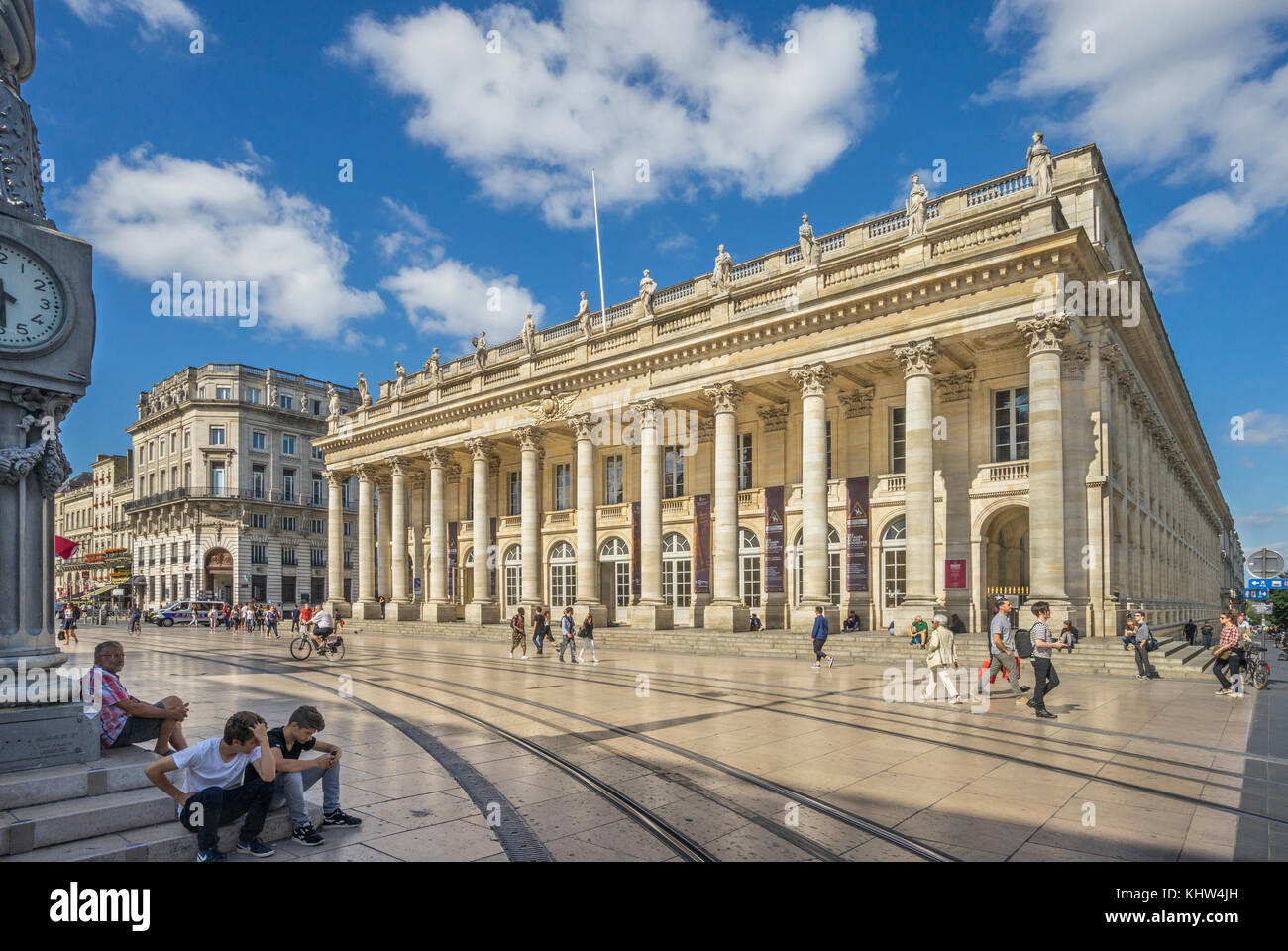 France, Gironde department, Bordeaux, Place de la Comédie, view of the Grand Théâtre de Bordeaux Stock Photo