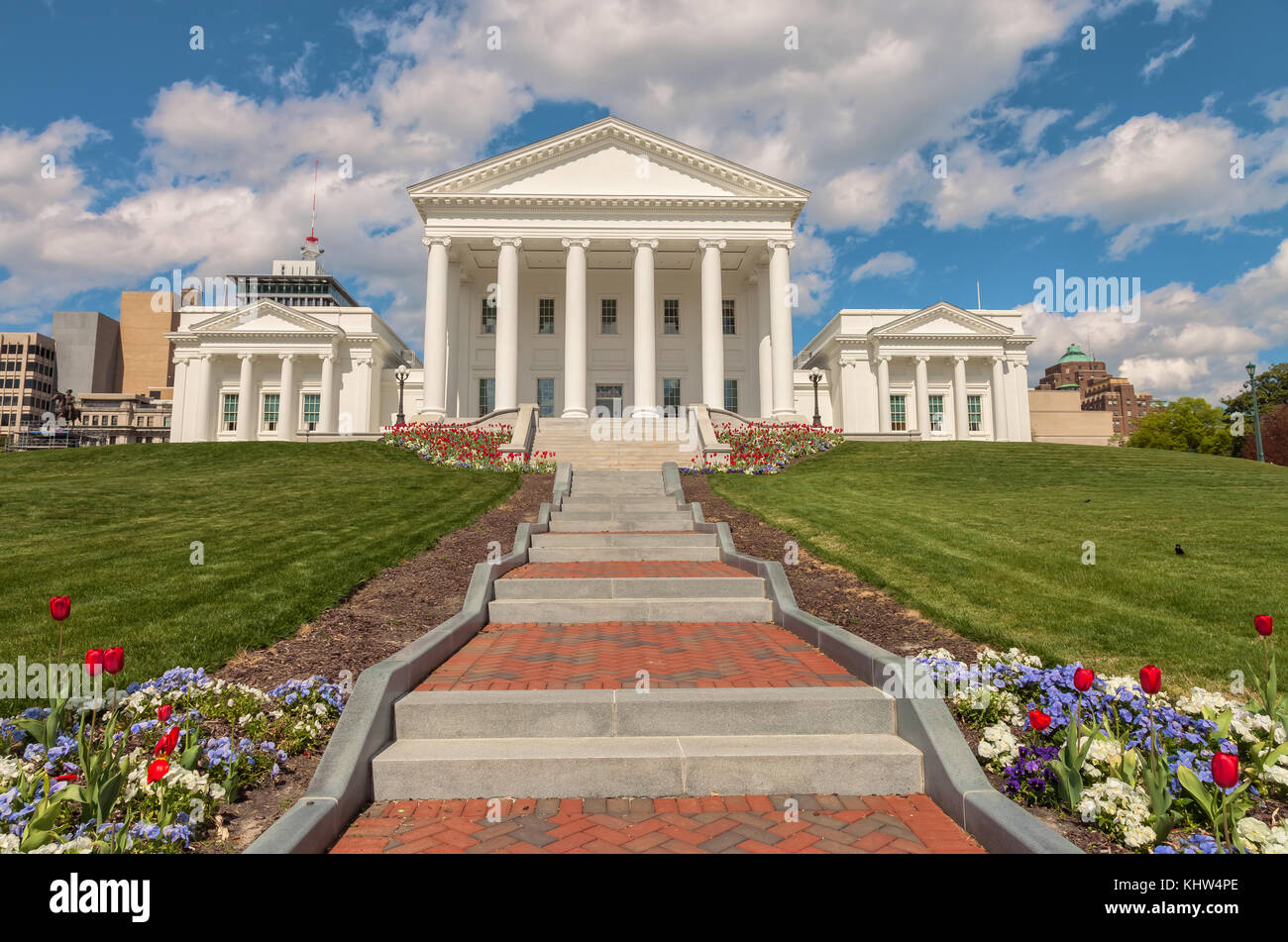 Architectural structures of the Virginia State Capitol Building, Richmond, Virginia, United States. Stock Photo