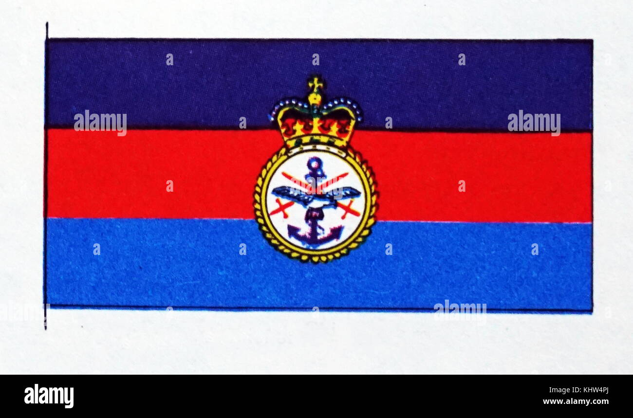 Illustration depicting the Flag of the British Chief of Defence Staff (CDS). The Chief of the Defence Staff is the professional head of the British Armed Forces and the most senior uniformed military adviser to the Secretary of State for Defence and the Prime Minister. Dated 20th Century Stock Photo