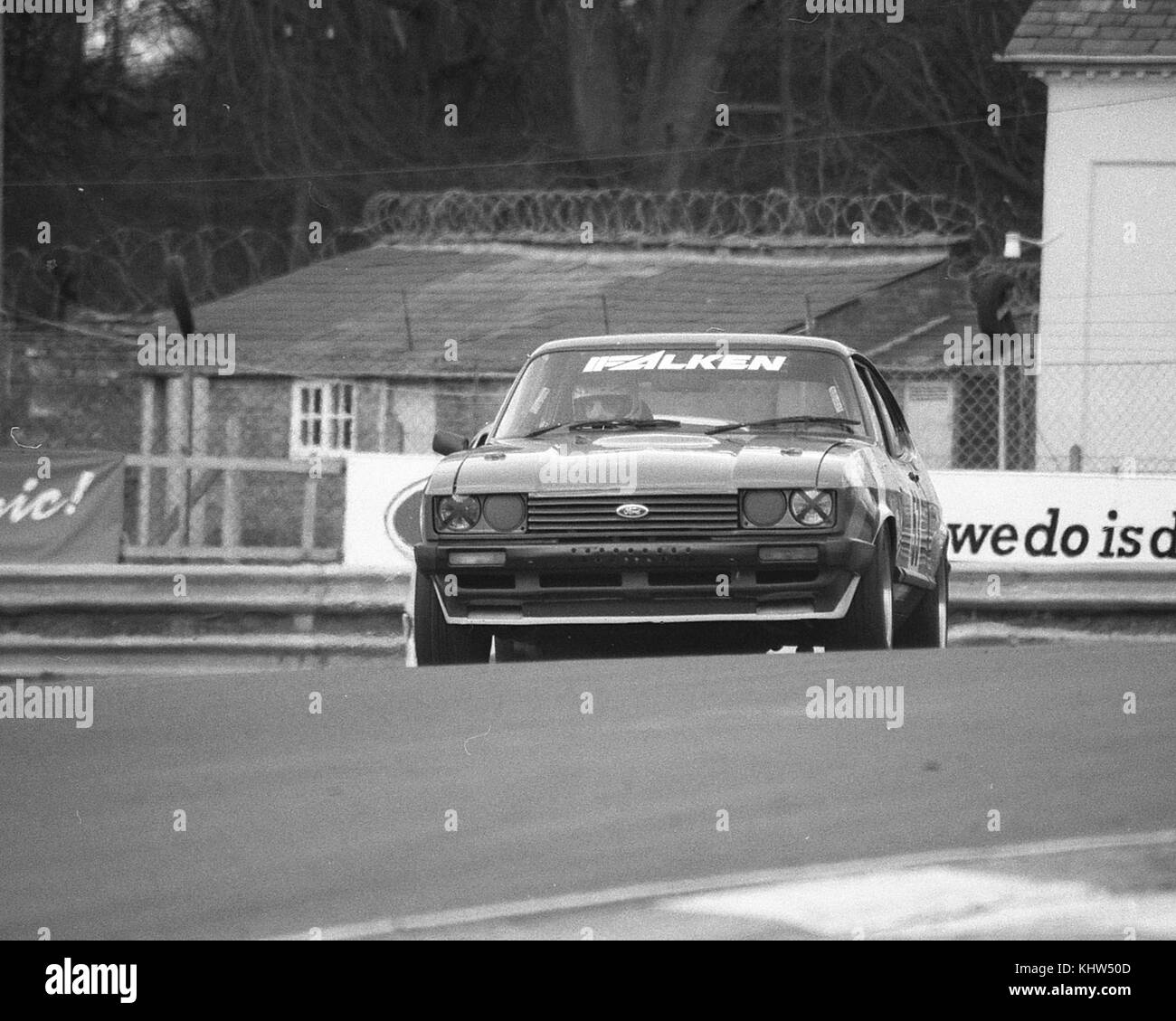 Ford Capri Saloon carin racing  action from 1992, uk motorsport images from Oulton Park in April 92 Stock Photo