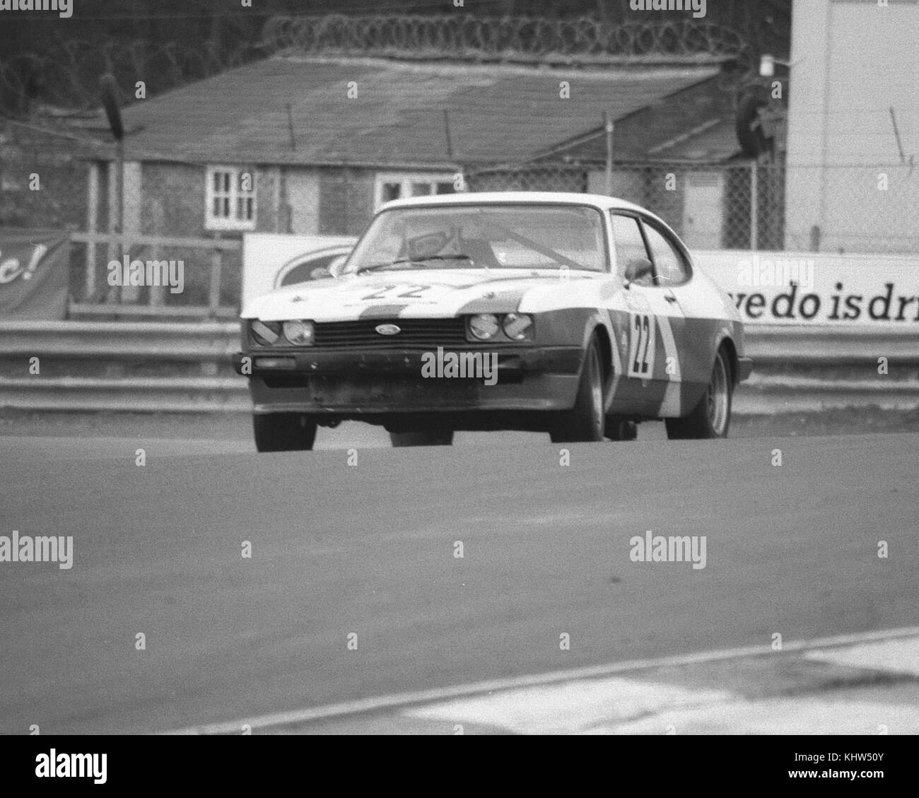 Ford Capri Saloon carin racing  action from 1992, uk motorsport images from Oulton Park in April 92 Stock Photo