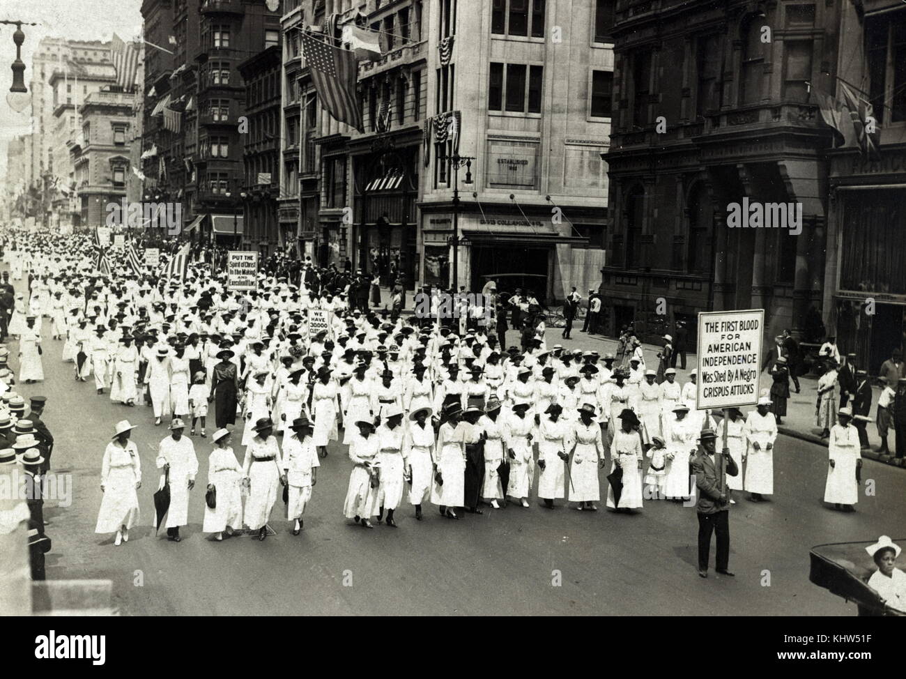 Photograph taken during a silent protest parade in New York City against the East St. Louis riots. Dated 20th Century Stock Photo