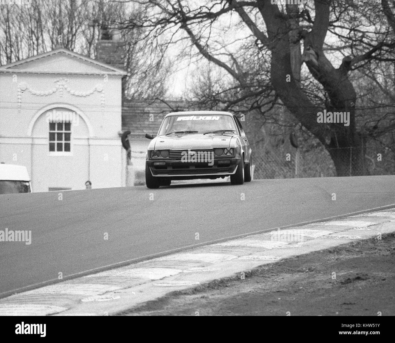 Ford Capri Saloon carin racing  action from 1992, uk motorsport images from Oulton Park in April 92 Stock Photo