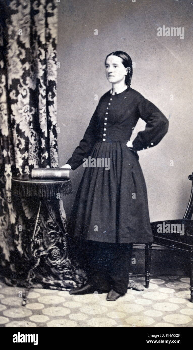 Photographic portrait of Mary Edwards Walker (1832-1919) an American abolitionist, prohibitionist, prisoner of war, feminist and surgeon. Dated 19th Century Stock Photo
