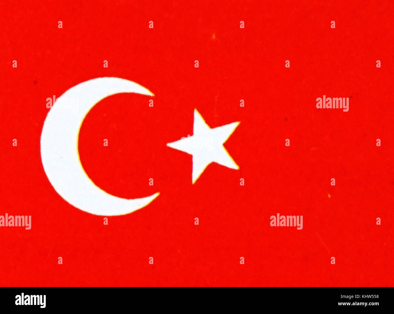 Illustration depicting the National and Merchant flag and ensign of Turkey. Dated 20th Century Stock Photo