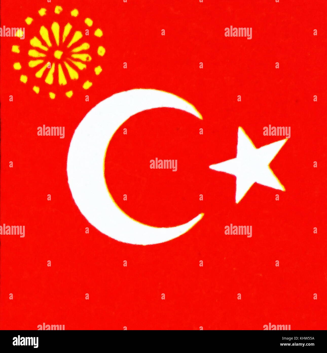 Illustration depicting the President's Flag of Turkey. Dated 20th Century Stock Photo