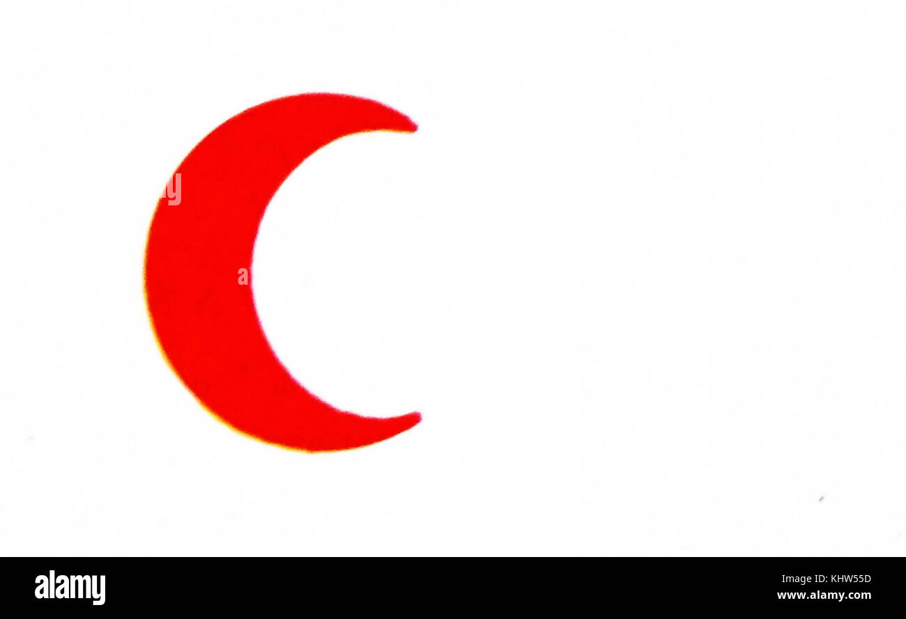 Illustration depicting the flag for the Red Crescent. Dated 20th Century Stock Photo