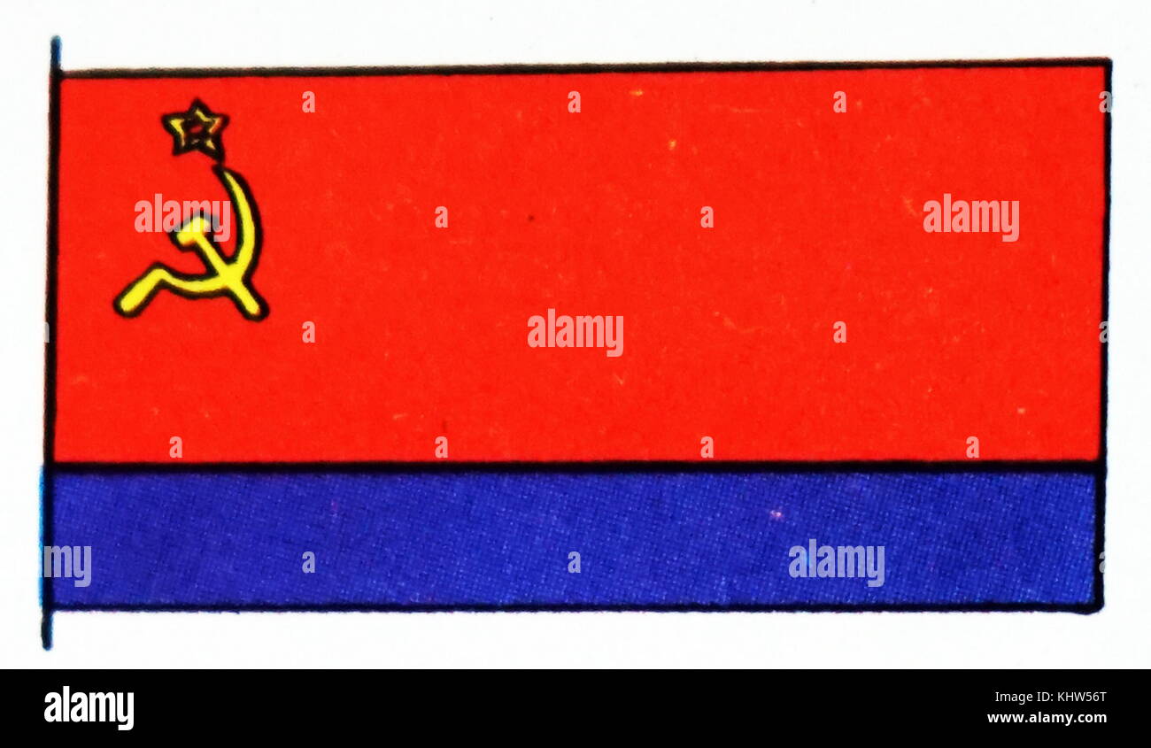 Illustration depicting the flag of Azerbaijan S.S.R. Dated 20th Century Stock Photo