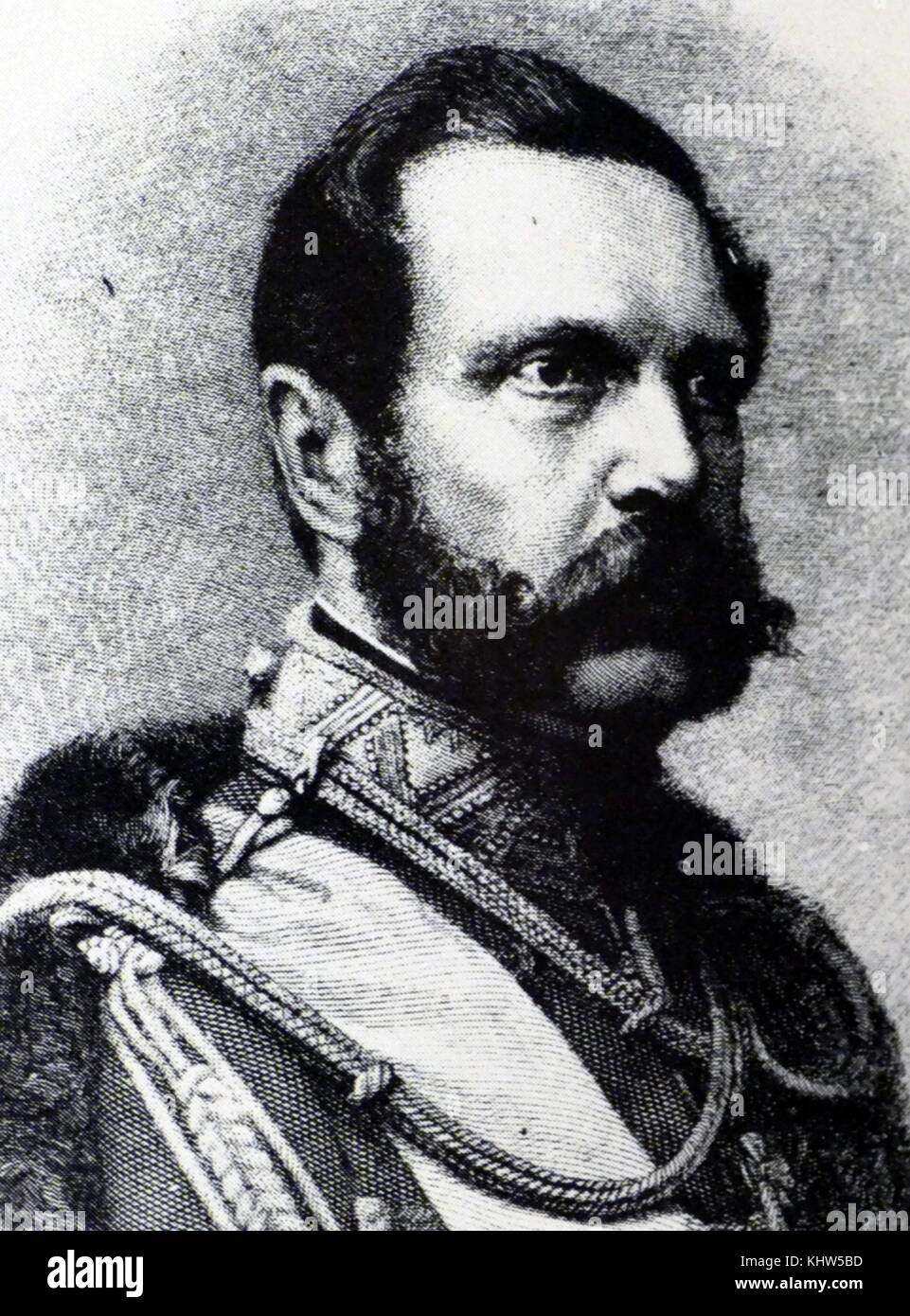 Portrait of Alexander II of Russia (1818-1881) the Emperor of Russia, King of Poland and Grand Duke of Finland until his assassination. Dated 19th Century Stock Photo