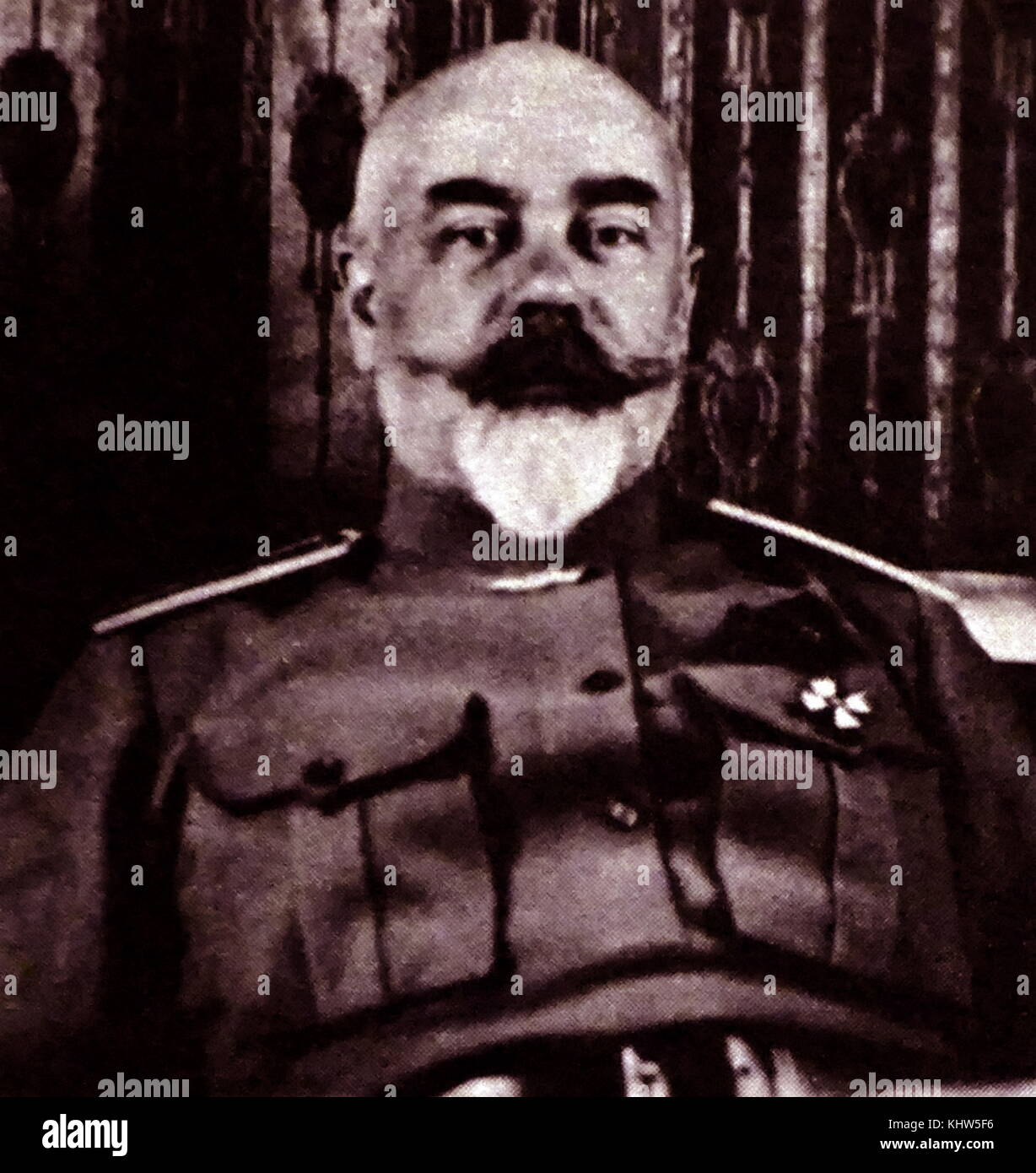 Photographic portrait of Anton Denikin (1872-1947) a Lieutenant General in the Imperial Russian Army and afterwards a leading general of the White movement in the Russian Civil War. Dated 20th Century Stock Photo