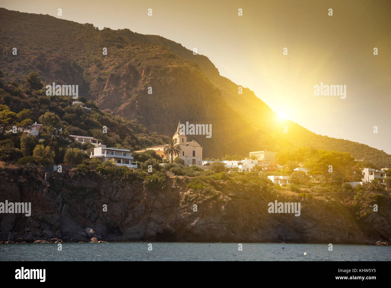 Coastal town, Panarea, Messina, Italy Stock Photo