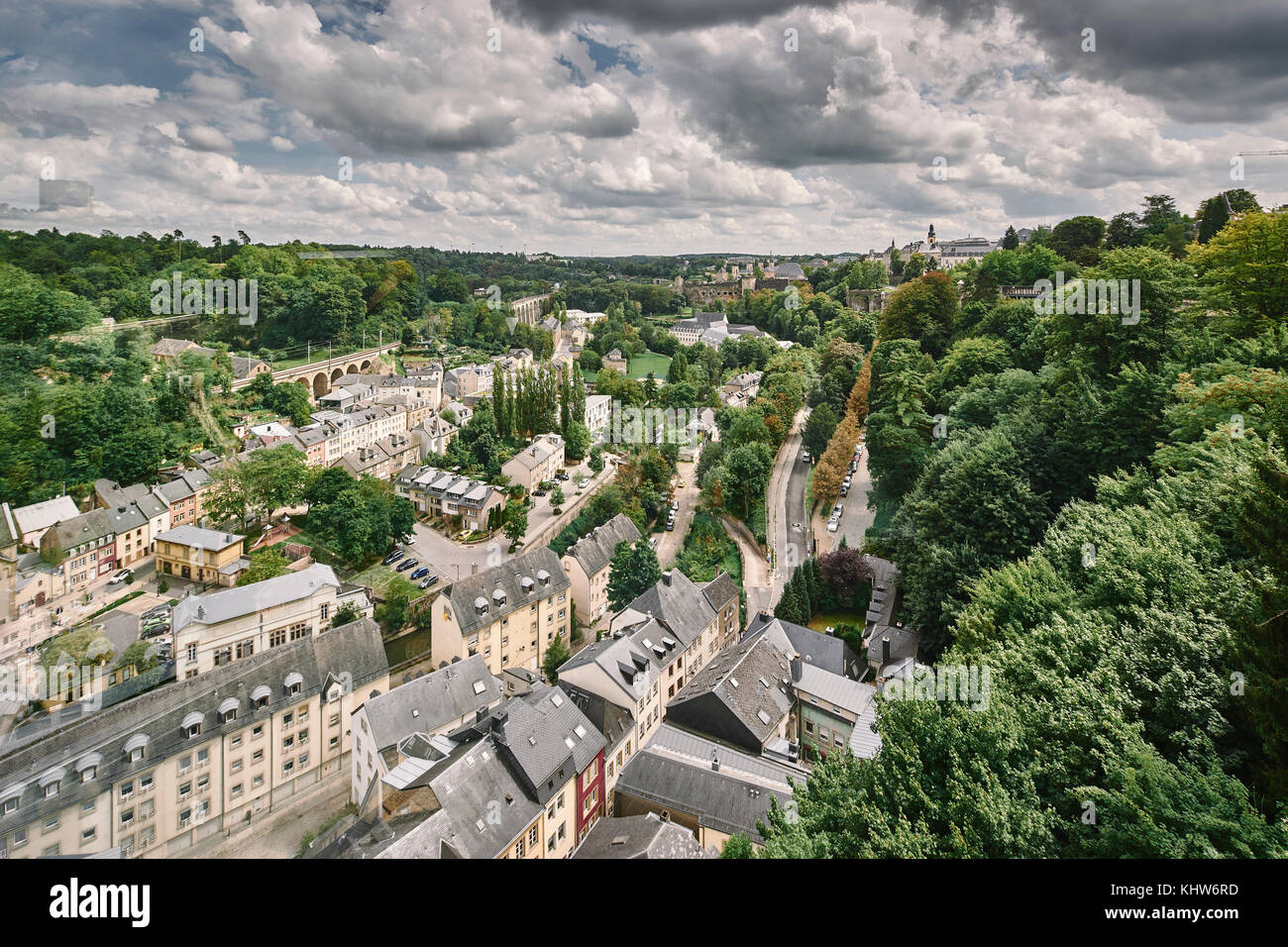 Elevated view of the city of Luxembourg, Europe Stock Photo
