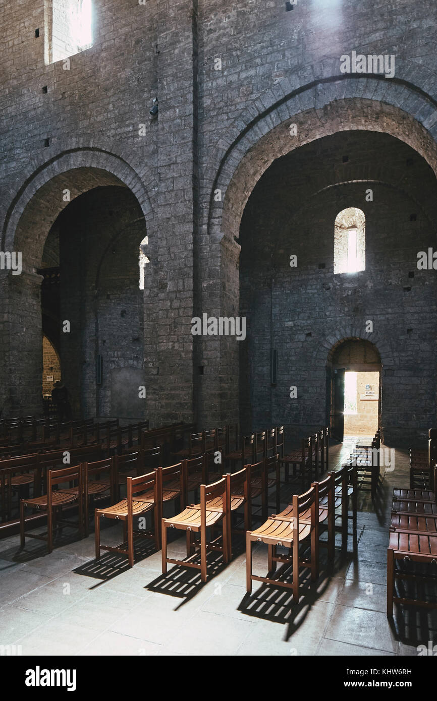 Gellone Abbey interior, Saint-Guilhem-le-Désert, Occitanie region, France Stock Photo