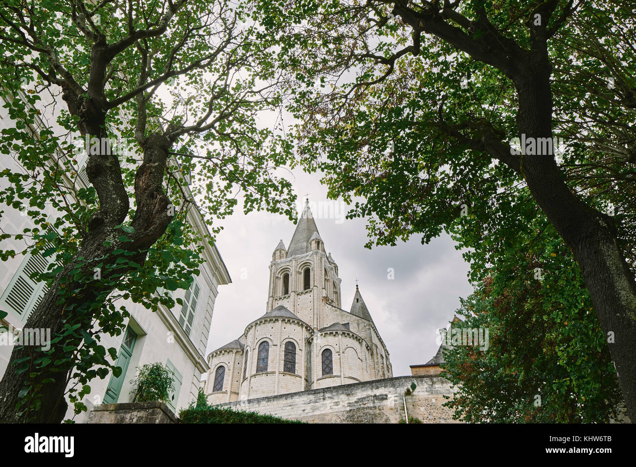 Low angle view of Collegiale Saint Ours, Loches, Loire Valley, France Stock Photo