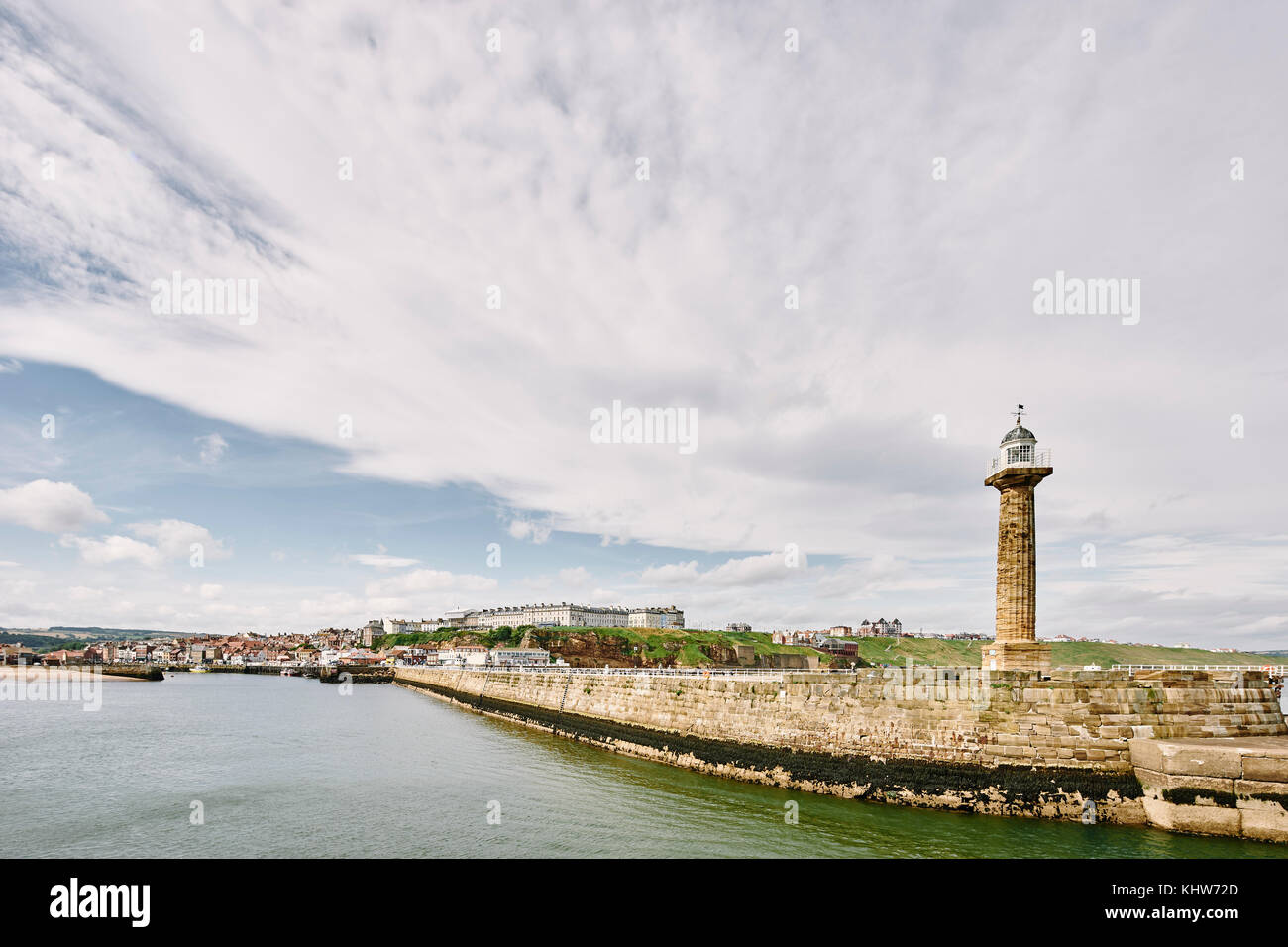 Light house by Whitby harbour, Whitby, North Yorkshire, England Stock Photo