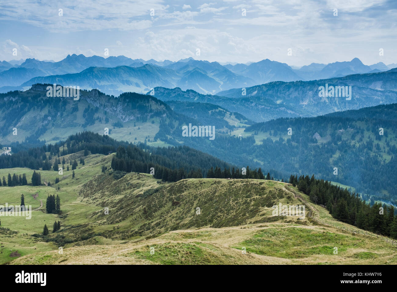 A view from Riedberger Horn in Allgauer Alps, Nagelfluhkette, Germany Stock Photo