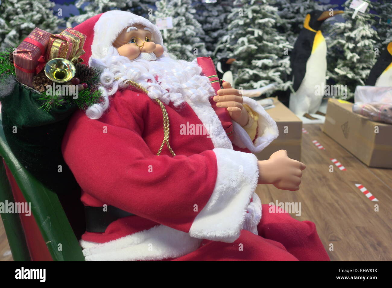 Santa Clause in Christmas red costume Stock Photo - Alamy