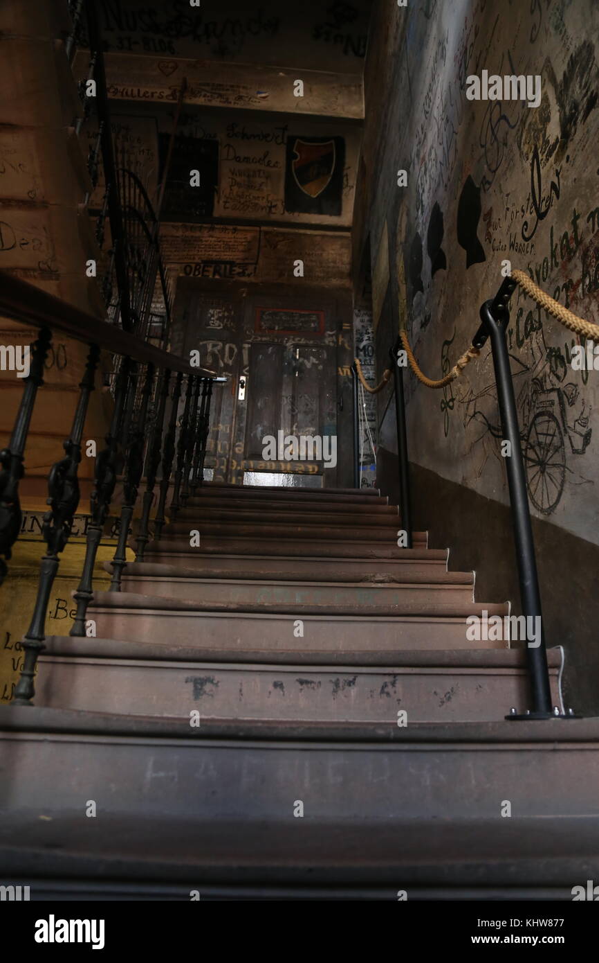 Dark, Lightless, Heidelberg student jail, Germany Stock Photo