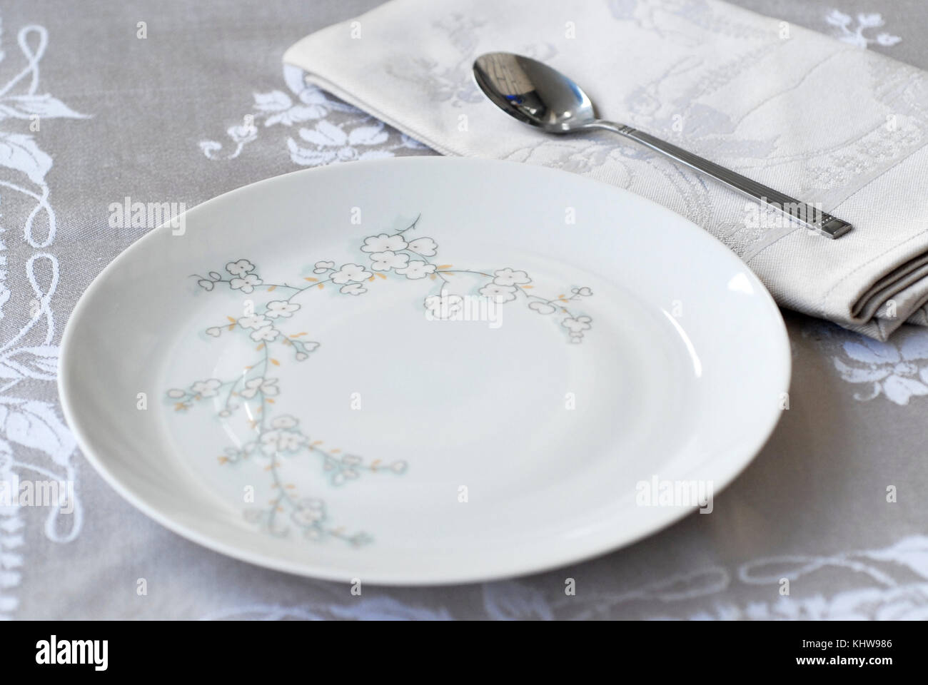 Empty plate on an arranged table Stock Photo Alamy