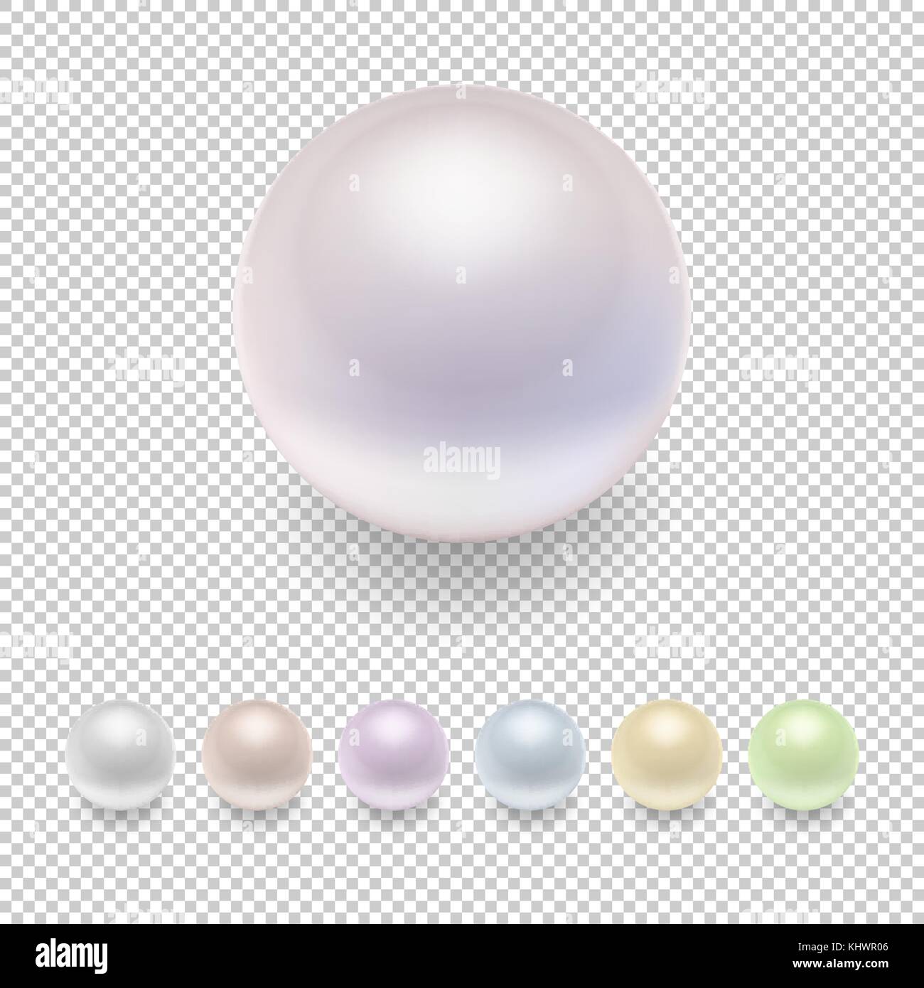 Realistic vector pearl icon set, variegated colors. Closeup isolated on ...
