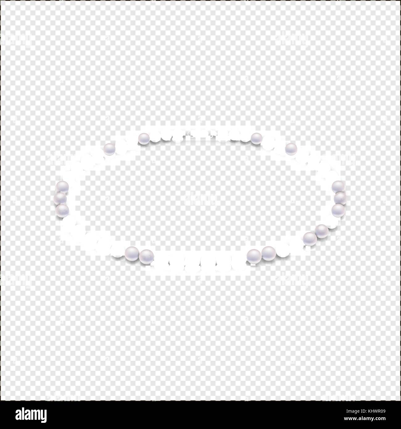 Realistic vector pearl necklace icon. Closeup isolated on transparent background. Design ...