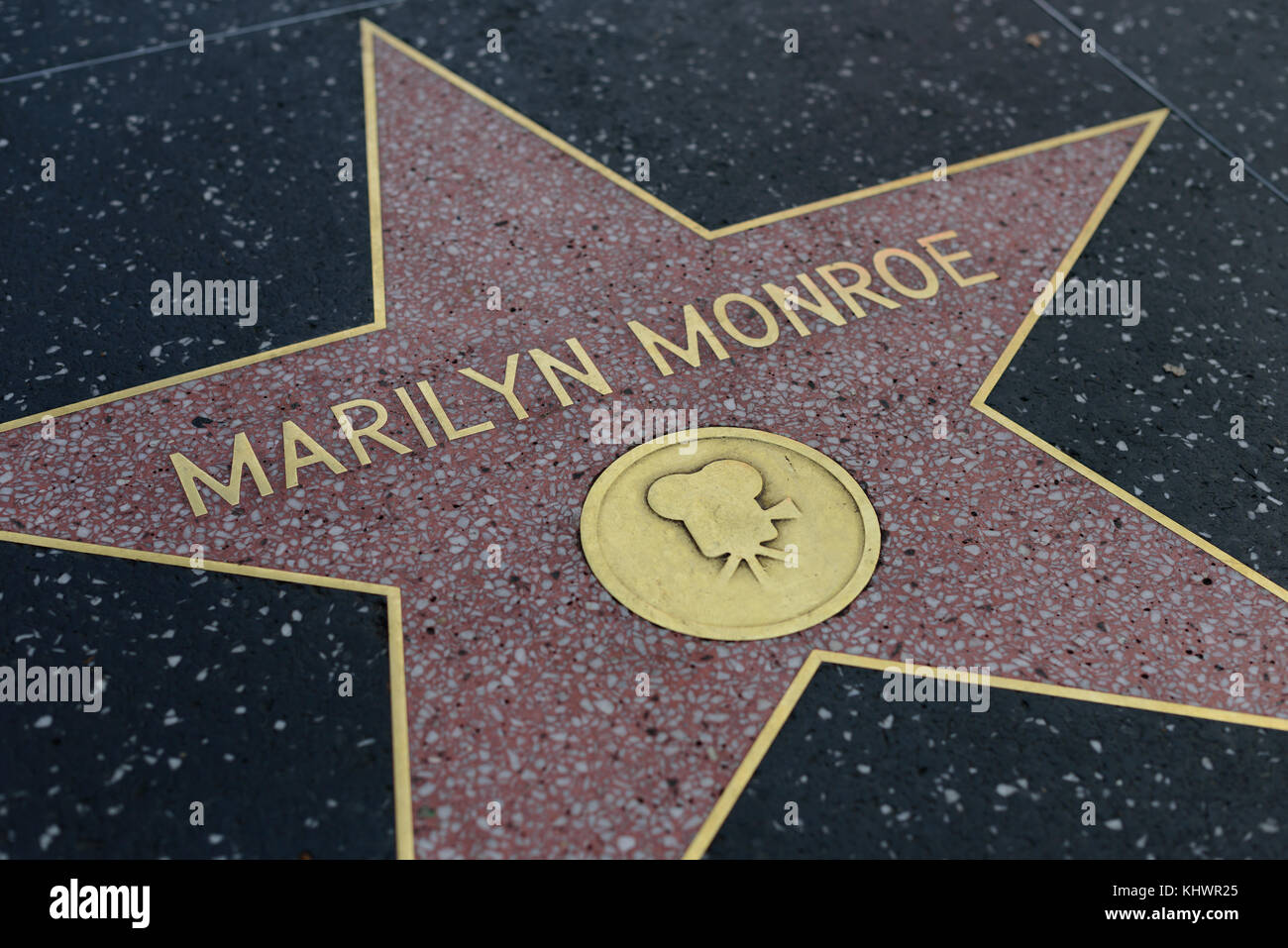 HOLLYWOOD, CA - DECEMBER 06: Marilyn Monroe star on the Hollywood Walk of Fame in Hollywood, California on Dec. 6, 2016. Stock Photo