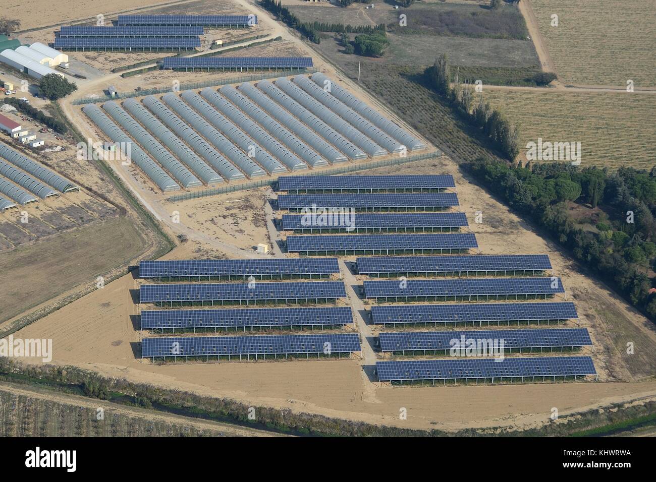 SOLAR PANELS IN THE SOUTH OF FRANCE Stock Photo