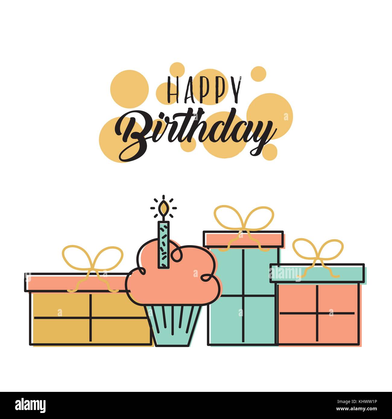 happy birthday cake gift boxes decoration Stock Vector Image & Art - Alamy