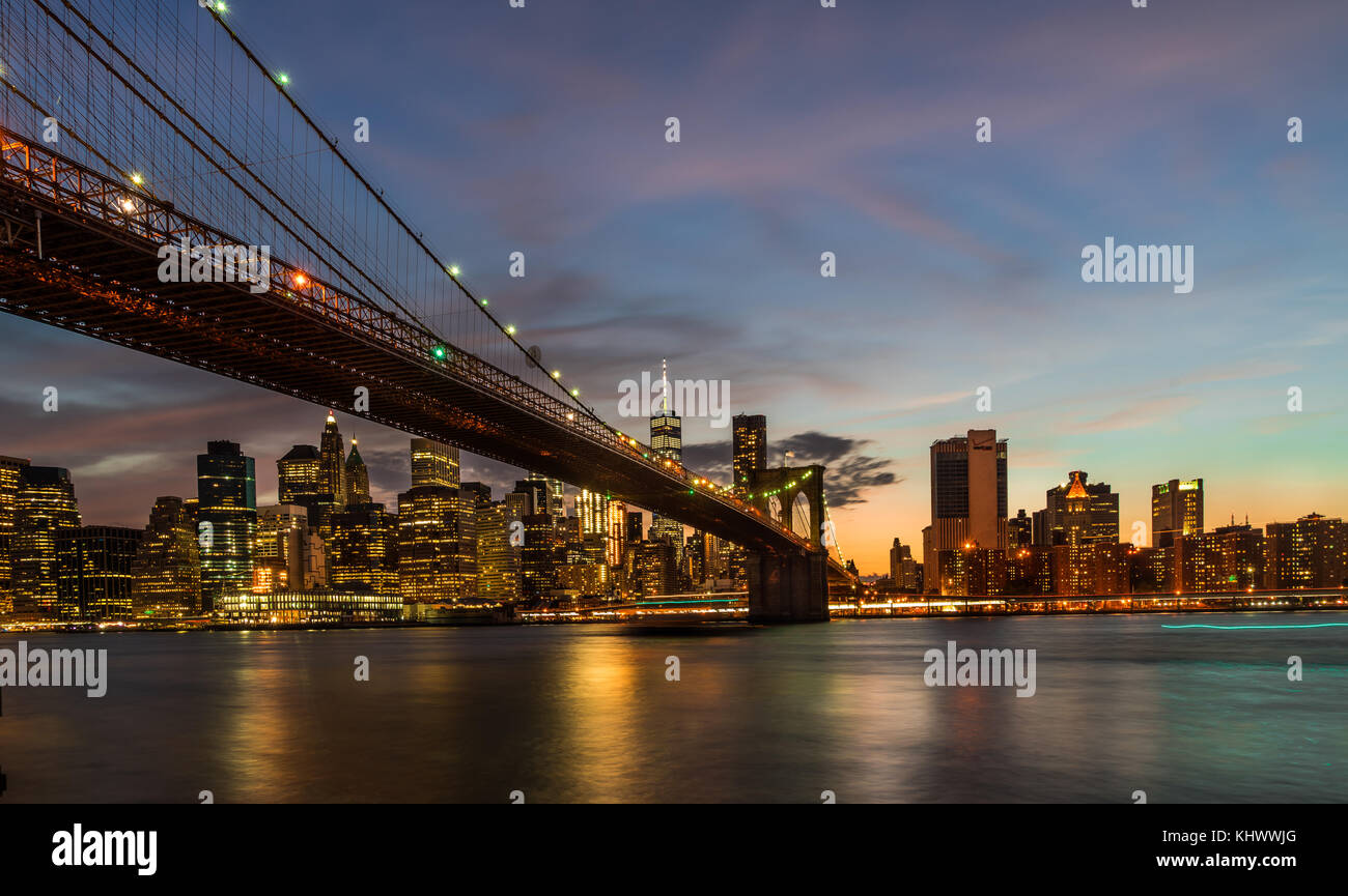 Brooklyn Bridge, New York at sunset Stock Photo - Alamy