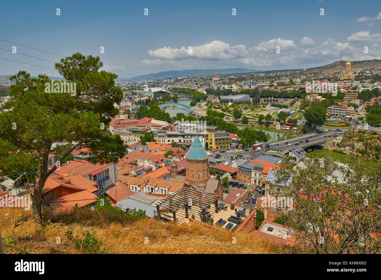 Panoramic View over Tbilisi City Center in the Capital of